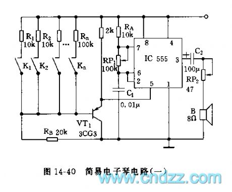 555 simple electronic keyboard circuit - Control_Circuit - Circuit