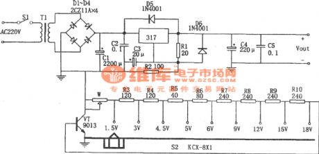 The geared adjustable DC stabilizer power supply composed of LM317 (2)