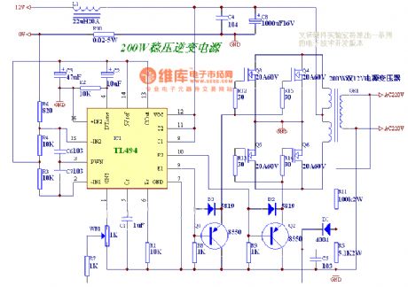 The 200w stable invertion power supply circuit