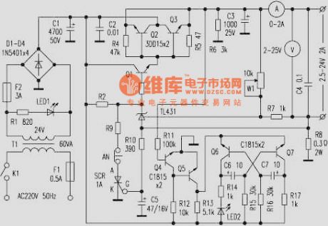 The adjustable stable power supply with functions of overload and short circuit protection