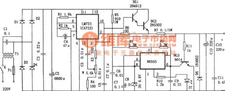 The 1.25～27V adjustable power supply(NE555 and LM723)