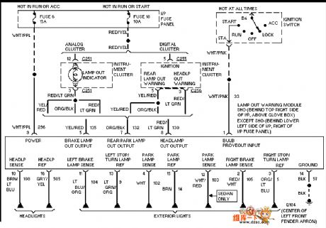 Mazda 95TAURUS (3.8L) lamp monitor circuit