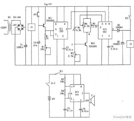 A bean sprouts automatic watering controller consisting of 555 circuit