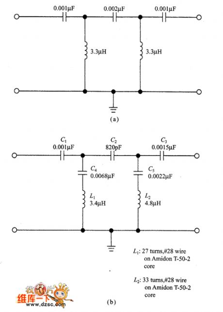Two kinds of eliminating AM broadcast band interference filters circuit