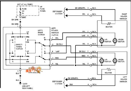Mazda 96TAURUS electric rearview mirror circuit