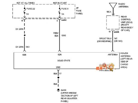 Mazda 96TAURUS electric antenna circuit