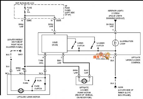 Mazda 96TAURUS rear wiper washer circuit