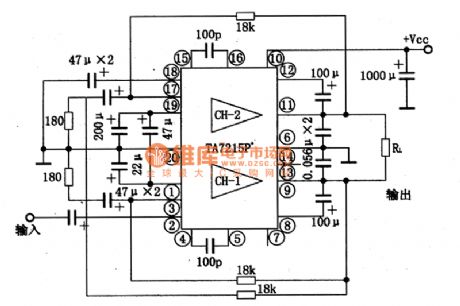 TA7215P dual track audio power amplifition integrated circuit