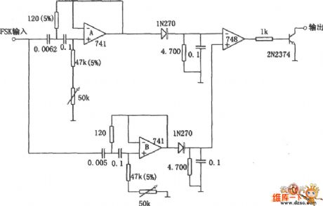 The frequency shift demodulator circuit composed of active filter