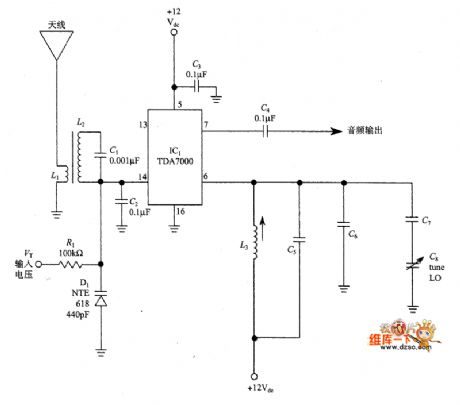 direct conversion receiver using a piece of TDA-7000 chip circuit
