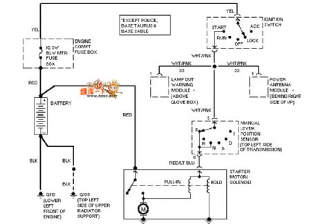 Mazda 95TAURUS (3.8L) starting circuit