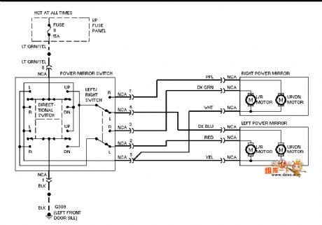 Mazda 95TAURUS electric rearview mirror circuit