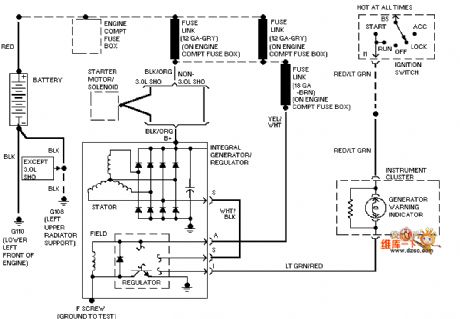 Mazda 95TAURUS (3.8L) charging system circuit