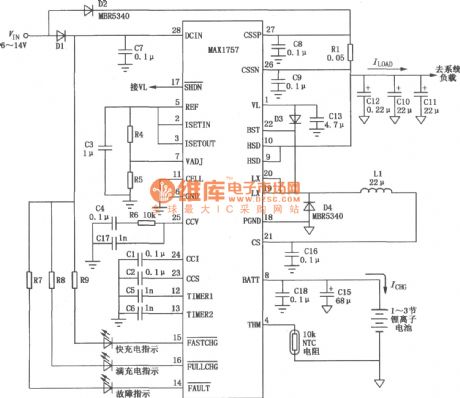 MAX1757 lithium ion battery charger circuit