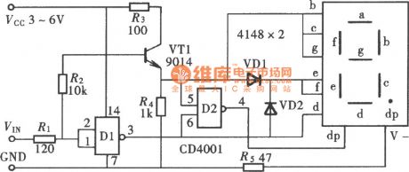 (CD4001) logical pen circuit with function of displaying the open circuit