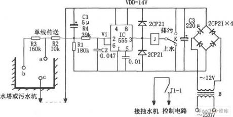Consisting of 555 water and sewage control circuit