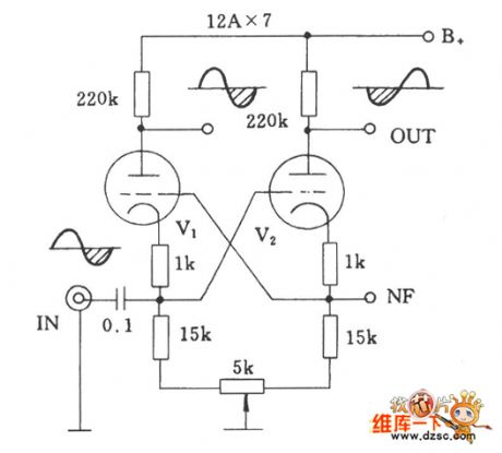 The electronic valve difference common-gate phase-reversing circuit