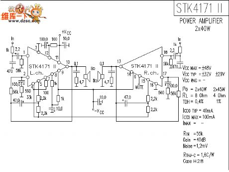 The STK4171 application circuit