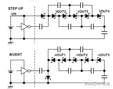 Charge pump multi-voltage output circuit composed of Walter Schottky diodes