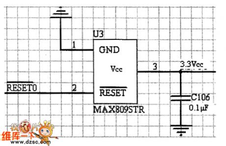 Reset circuit with a piece of MAX809 chip