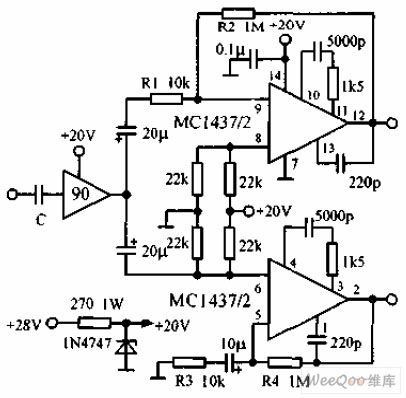 Server preamplifier circuit uses the parallel op-amp