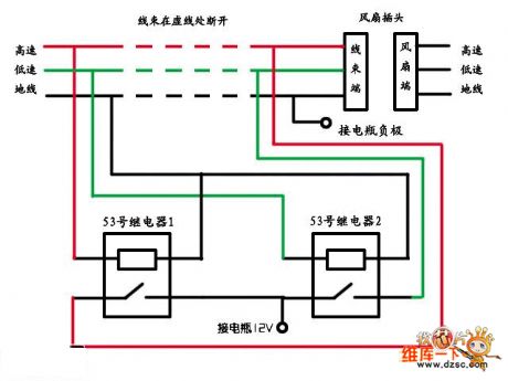 The relay circuit modified from electric fans