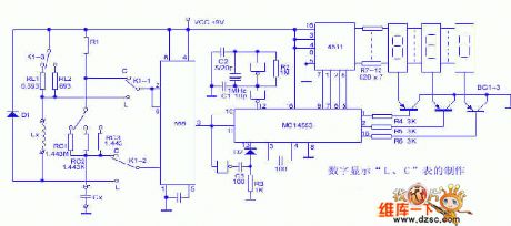 The producing circuit of the digit displaying L and C meter