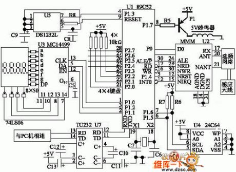 The principle diagram of the bus non-contact IC reader/writer circuit