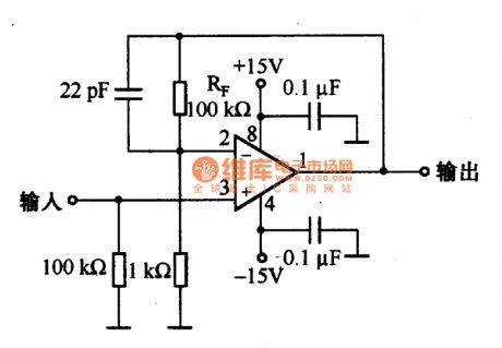 Wiring circuit diagram of operational amplifier application circuit input