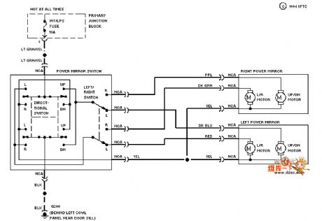 Mazda 94THUNDERB electric rear mirror circuit