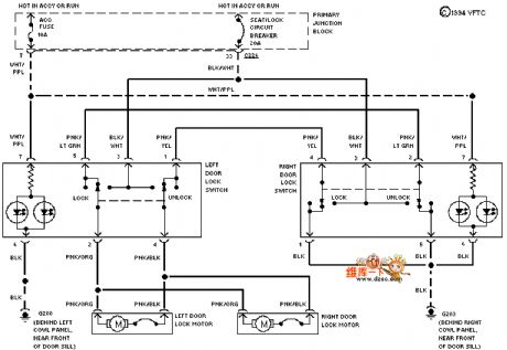 Mazda 94THUNDERBIRD electric door lock circuit