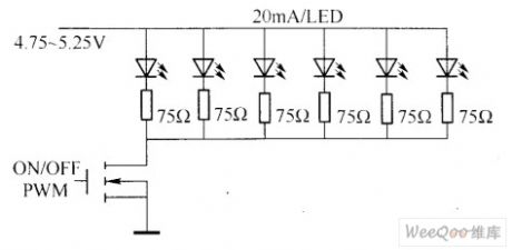 Fixed Bias Voltage and Current-limiting Resistor Drive LED Circuit