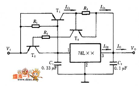 The serial connection current expanding circuit of 3-terminal regulated chip