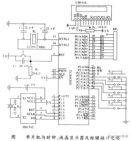 Single-chip microcomputer and LCD monitor button interface circuit