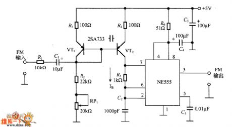 The NE555 FM modulation circuit