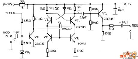 The FM modulation circuit composed of transistors