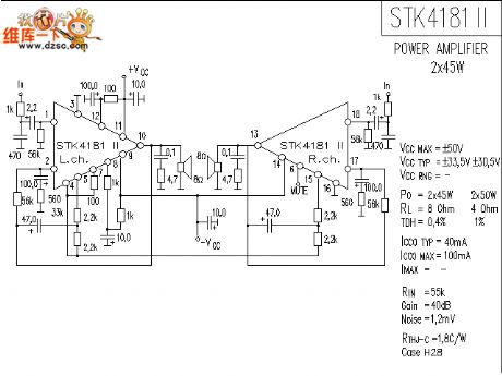 The STK4181 application circuit