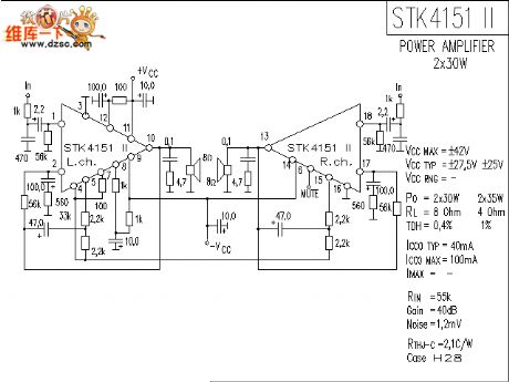 The STK4151 application circuit