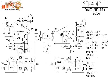 The STK4142 application circuit