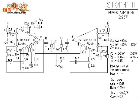 The STK4141 application circuit