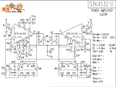 The STK4132 application circuit