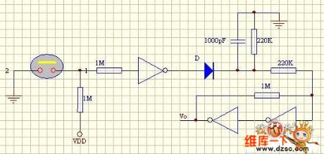 The touch switch circuit composed of the phase inverter (2)