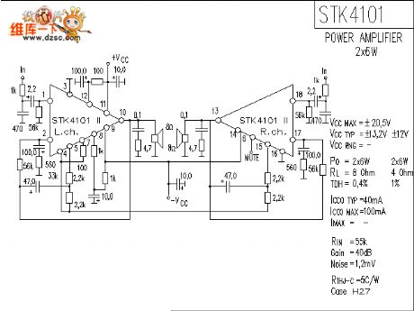 The STK4101 application circuit