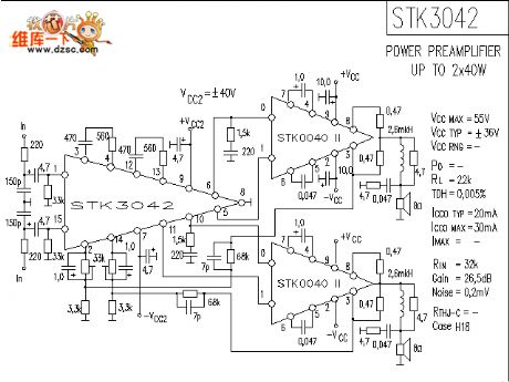 The STK3042 application circuit