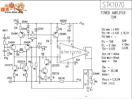 The STK1070 application circuit