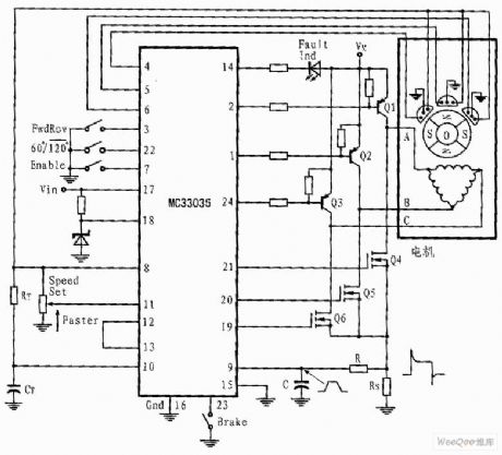 Three-phase and Six-step Motor Control Circuit of MC33035