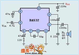 The BA532 audio power amplifier circuit