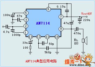 The AN7114 audio power amplifier circuit