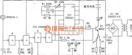CD4541 nickel-cadmium battery automatic charger circuit