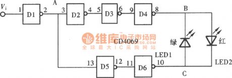 (CD4069) shine type logical pen circuti of gate circuit
